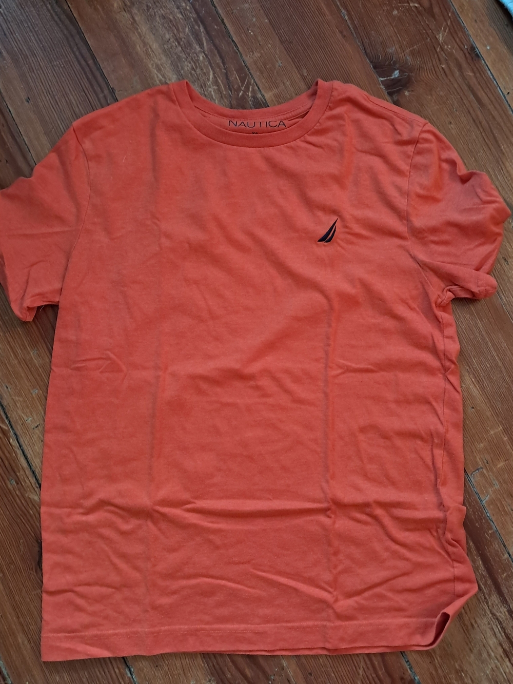 Nautica Men's Orange Logo Crew Neck T-Shirt